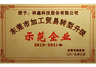 2019年 東莞市加工貿(mào)易轉(zhuǎn)型升級示范企業(yè)